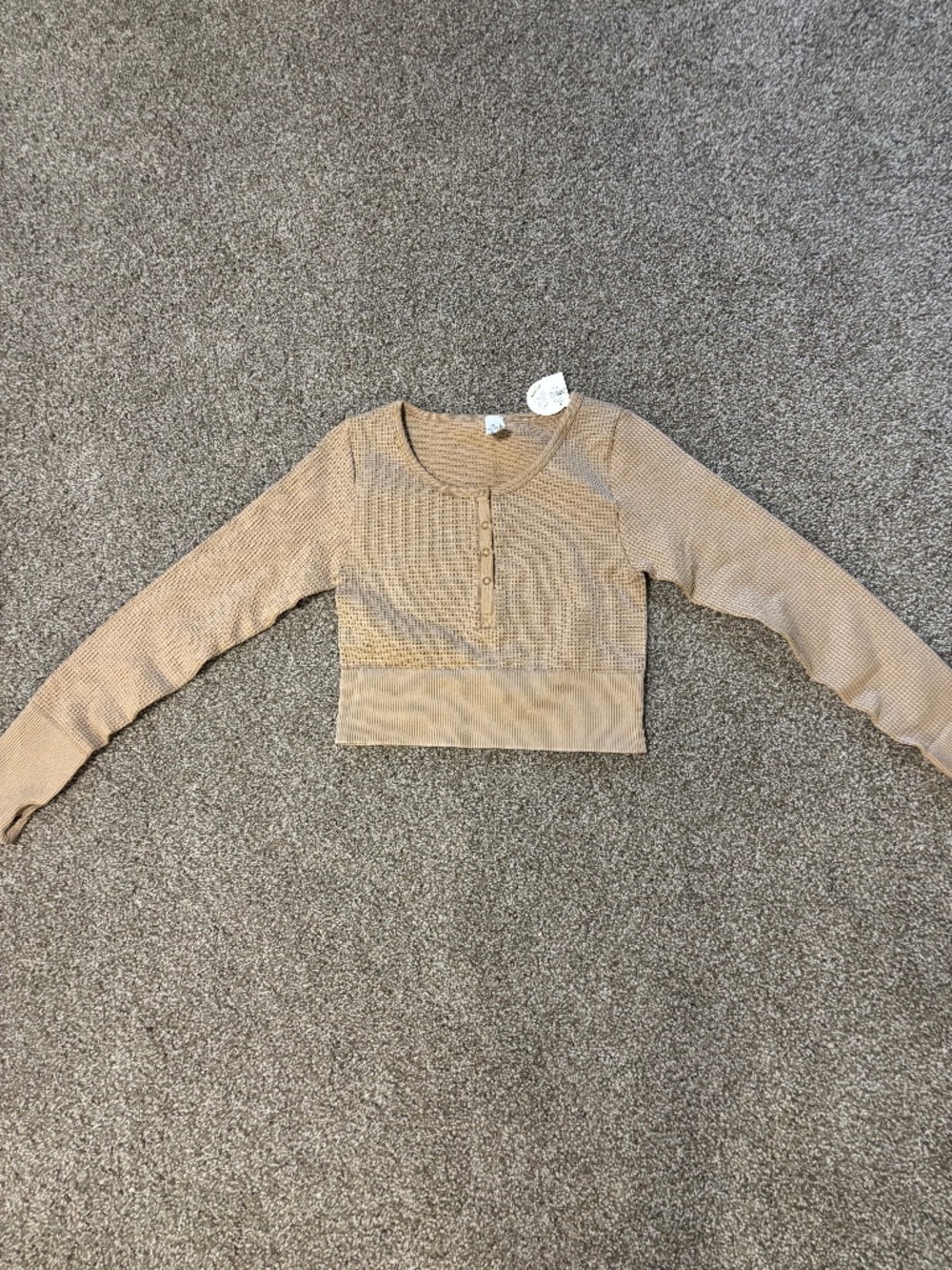 Offline by Aerie Cream Waffle Knit Long Sleeve Top Size M